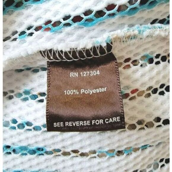 Multiples Women's Jacket Plus 2X Aqua-Tan-Red Multi Color Eyelet‎ Half Slv. NWOT - Picture 8 of 9